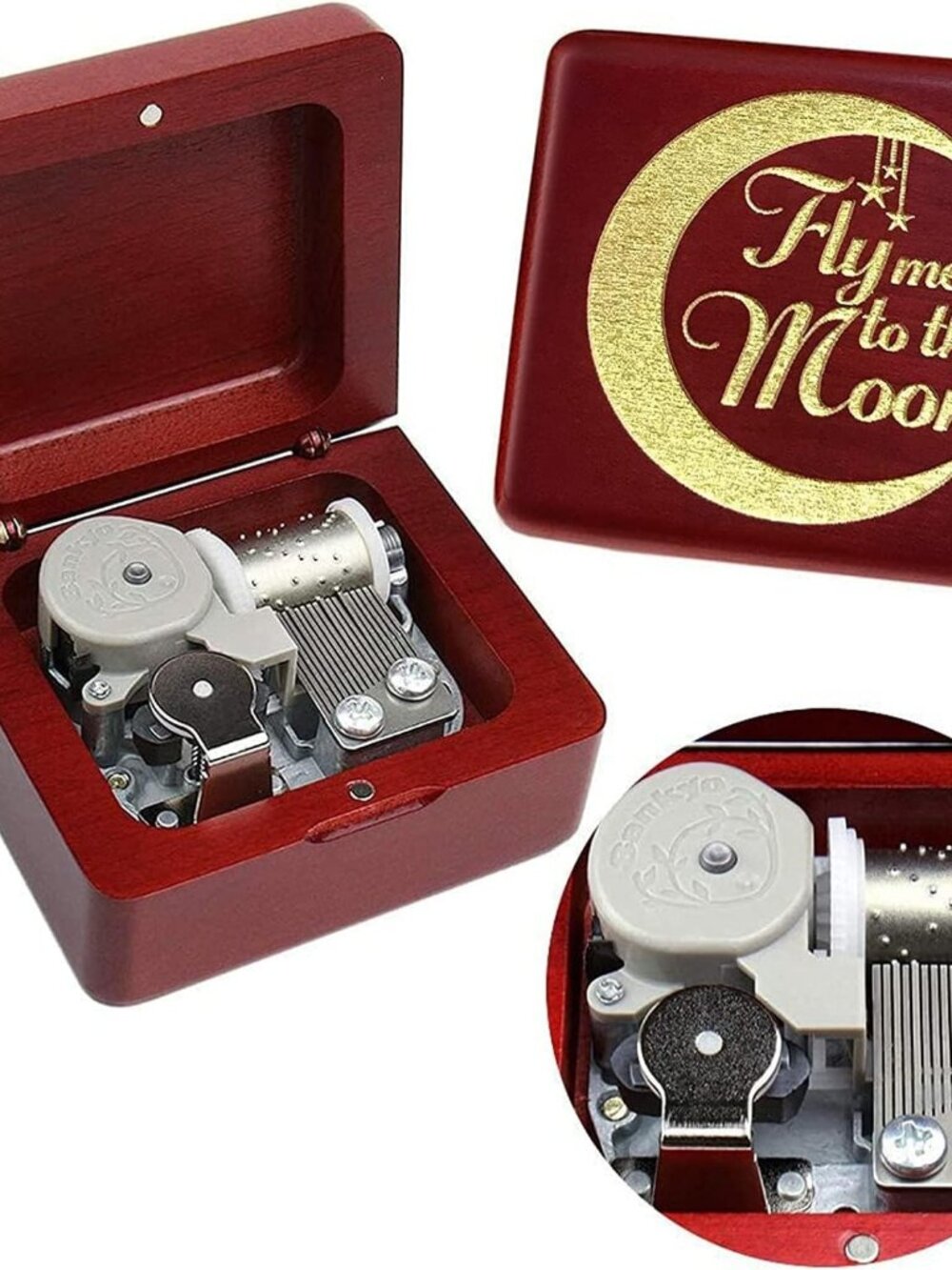 Music Box Vintage Wood Carved Mechanism Musical Boxs Gift for Birthday Valentine